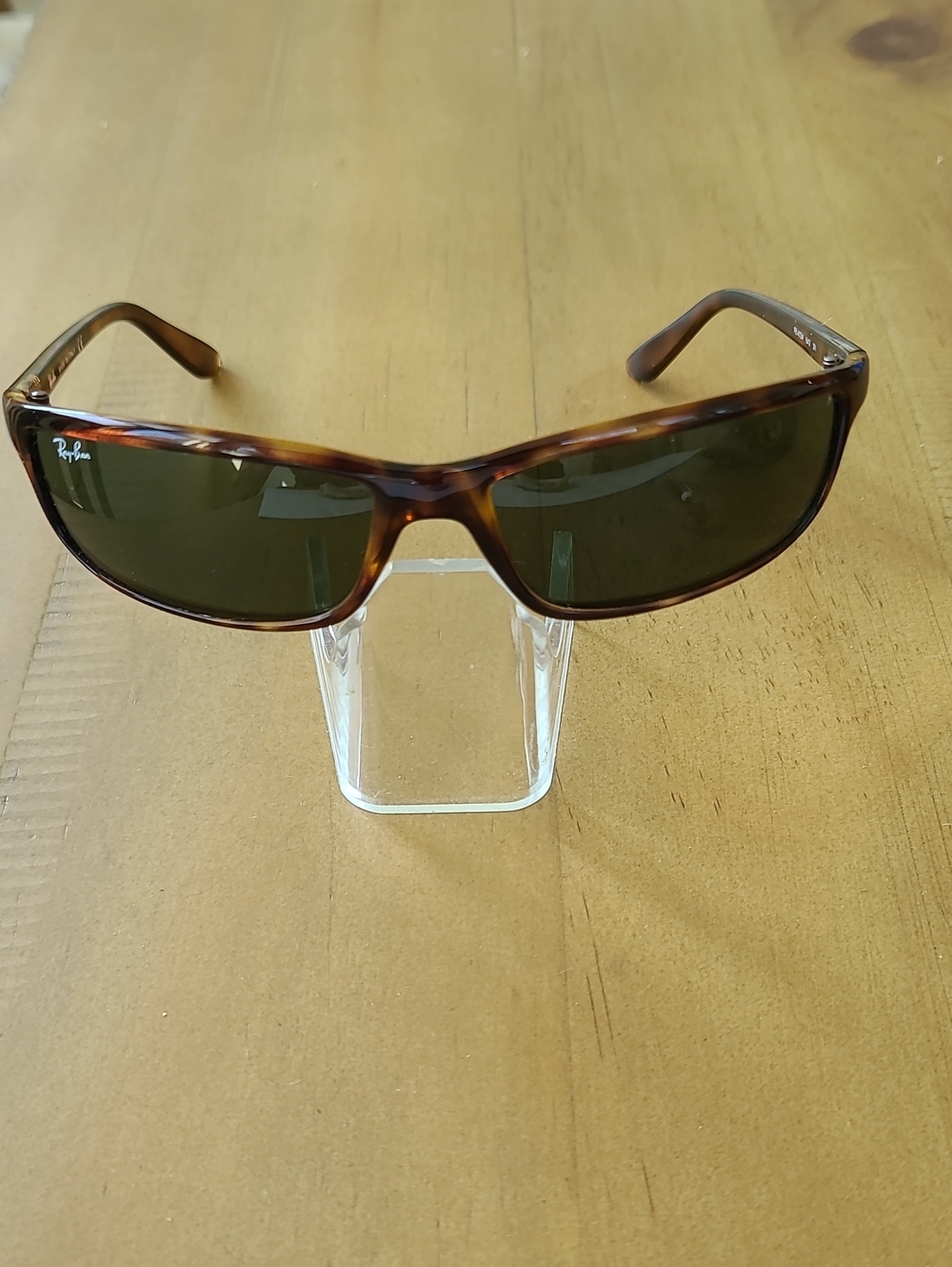 Ray-Ban 4034  642 Wrap Tortoiseshell Frame Sunglasses with green Lenses